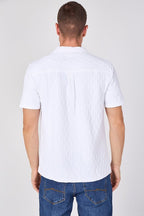 Textured Short Sleeve Revere Collar Shirt - British D'sire