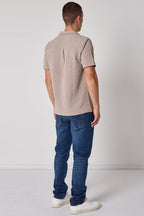 Textured Short Sleeve Revere Collar Shirt - British D'sire