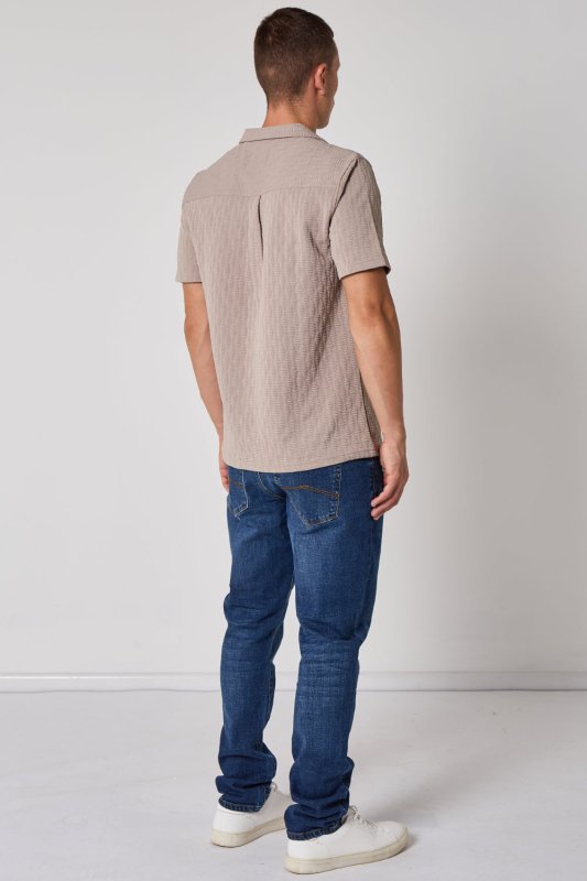 Textured Short Sleeve Revere Collar Shirt - British D'sire