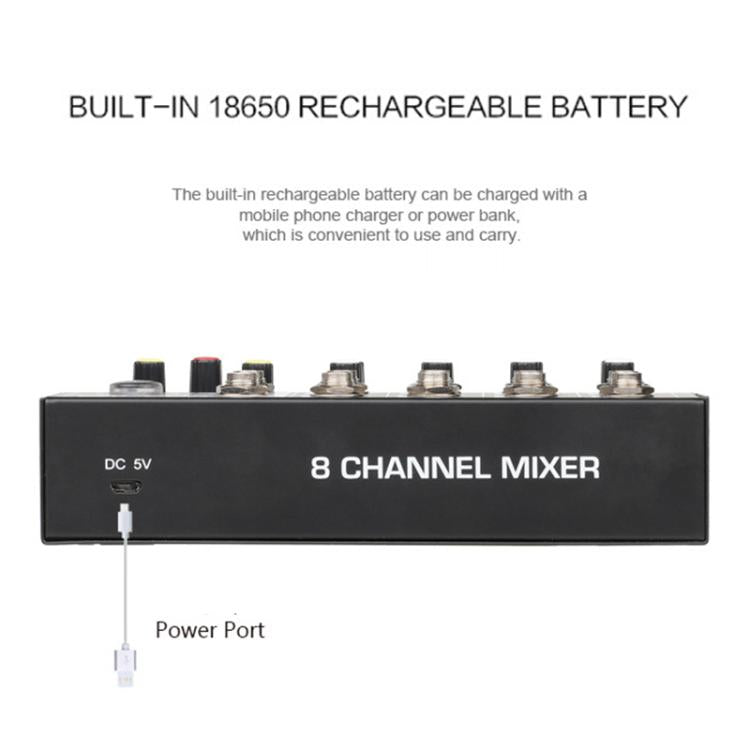 TEYUN Q48 8 - Channels Microphone Audio Mixer - British D'sire