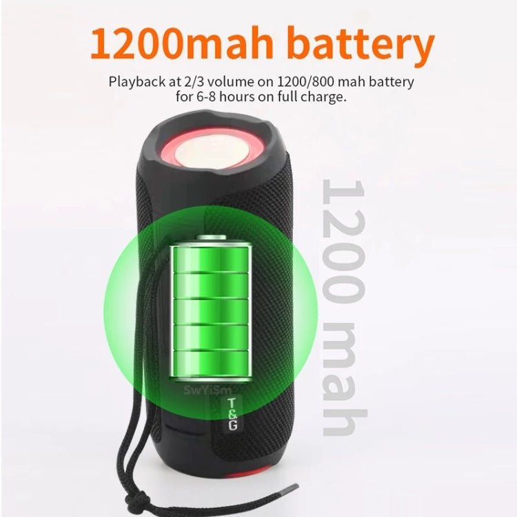 T&G TG227 Outdoor Portable Waterproof Bluetooth Music Speaker with LED Support FM / TF / USB(Gray) - British D'sire