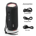 T&G TG227 Outdoor Portable Waterproof Bluetooth Music Speaker with LED Support FM / TF / USB(Gray) - British D'sire