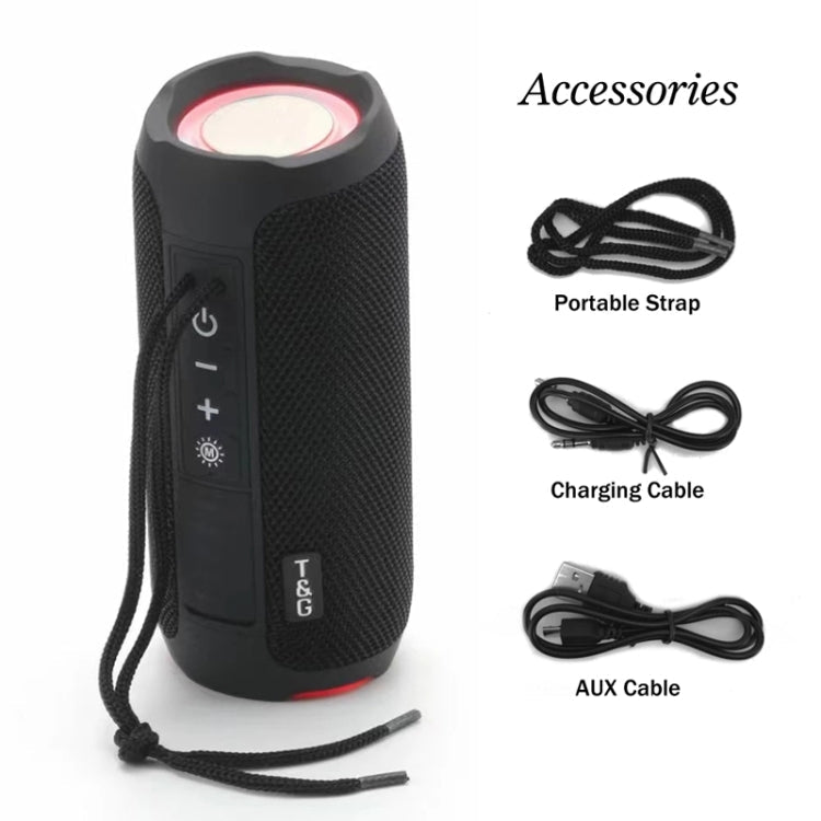 T&G TG227 Outdoor Portable Waterproof Bluetooth Music Speaker with LED Support FM / TF / USB(Gray) - British D'sire