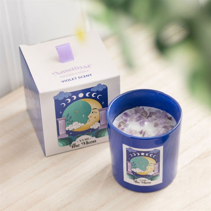 The Moon Amethyst Crystal Chip Candle - British D'sire