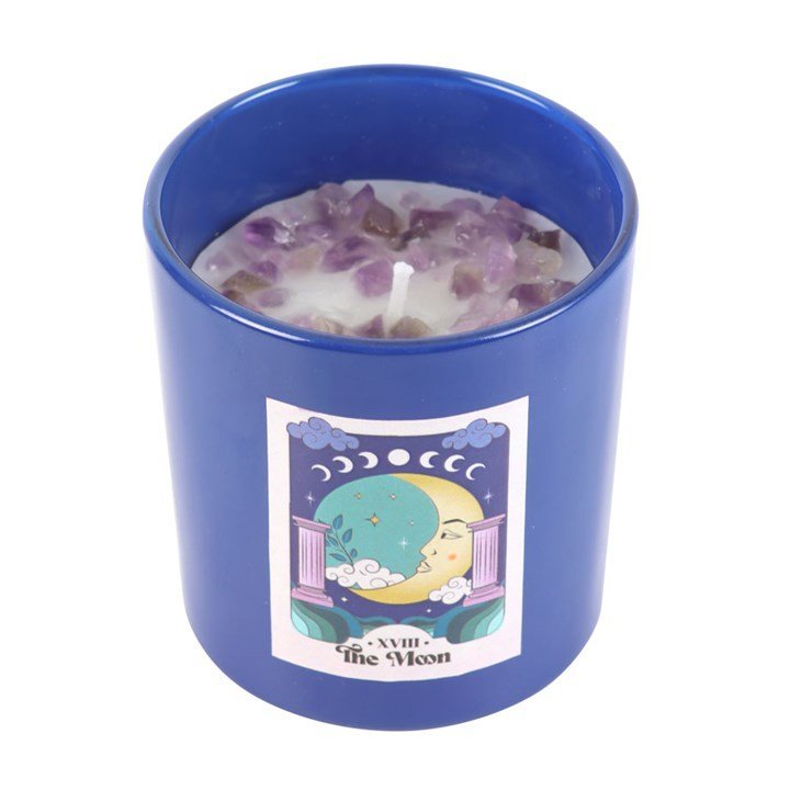 The Moon Amethyst Crystal Chip Candle - British D'sire