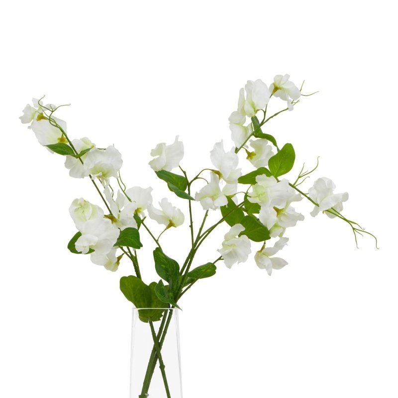 The Natural Garden Collection White Sweetpea Stem Artificial Flower - Artificial Plants & Trees - British D'sire