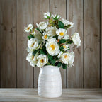 The Natural Garden Collection White Tea Rose Artificial Flower Stem - Artificial Plants & Trees - British D'sire