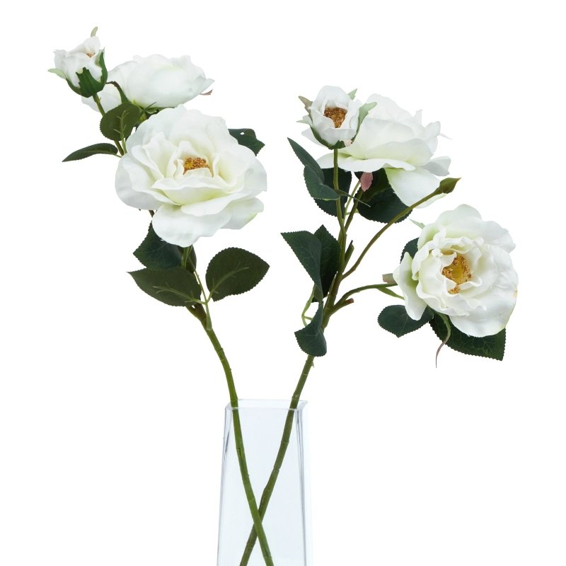 The Natural Garden Collection White Tea Rose Artificial Flower Stem - Artificial Plants & Trees - British D'sire