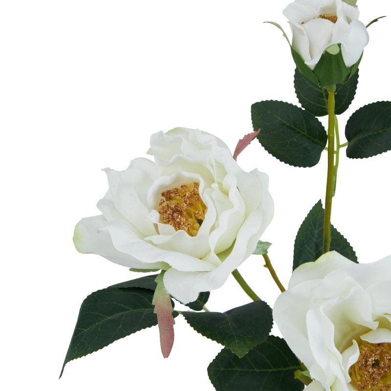 The Natural Garden Collection White Tea Rose Artificial Flower Stem - Artificial Plants & Trees - British D'sire