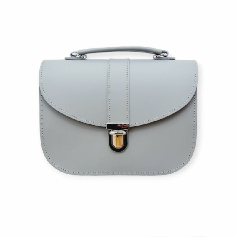 The Olympia Handmade Leather Handbag - Ghost Grey - Crossbody Bag - British D'sire