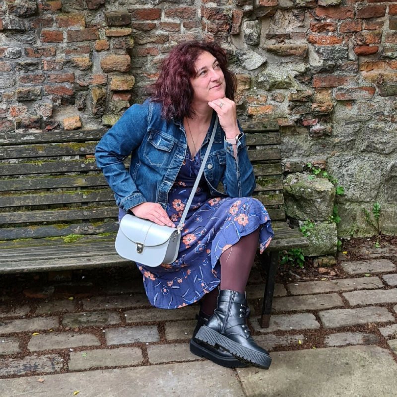 The Olympia Handmade Leather Handbag - Ghost Grey - Crossbody Bag - British D'sire