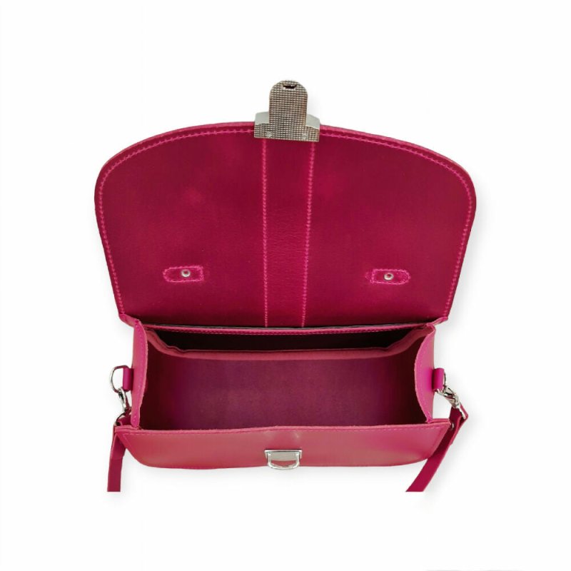 The Olympia Handmade Leather Handbag - Magenta Pink - Crossbody Bag - British D'sire
