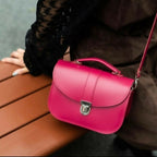 The Olympia Handmade Leather Handbag - Magenta Pink - Crossbody Bag - British D'sire