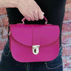 The Olympia Handmade Leather Handbag - Magenta Pink - Crossbody Bag - British D'sire
