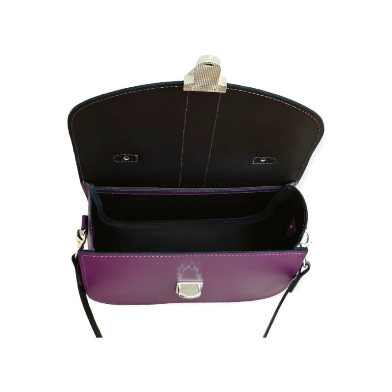 The Olympia Handmade Leather Handbag - Purple - Crossbody Bag - British D'sire