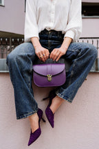 The Olympia Handmade Leather Handbag - Purple - Crossbody Bag - British D'sire