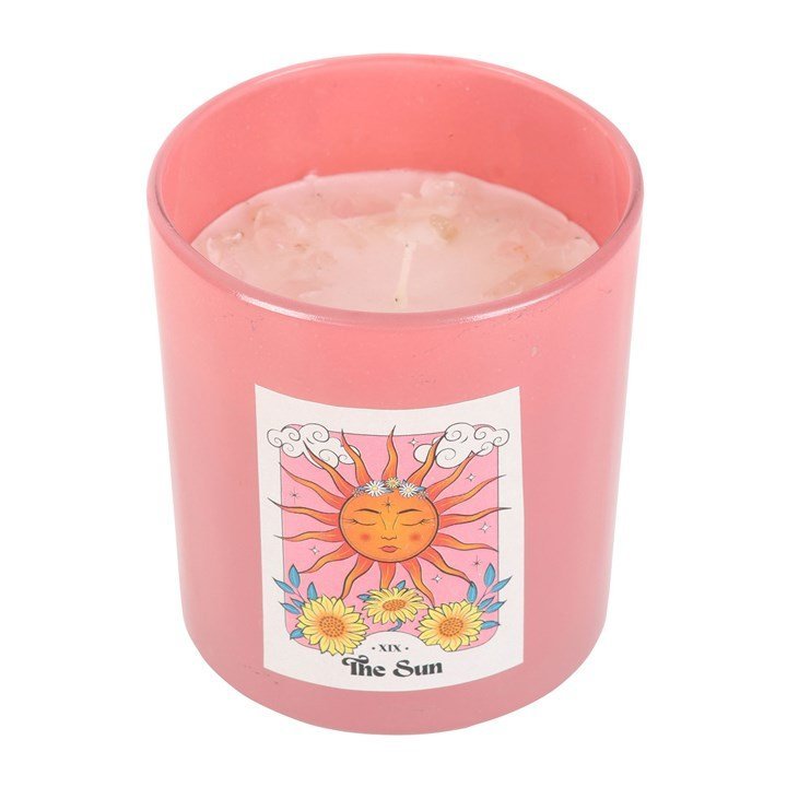 The Sun Rose Quartz Crystal Chip Candle - British D'sire