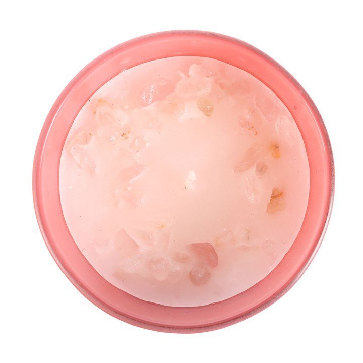 The Sun Rose Quartz Crystal Chip Candle - British D'sire