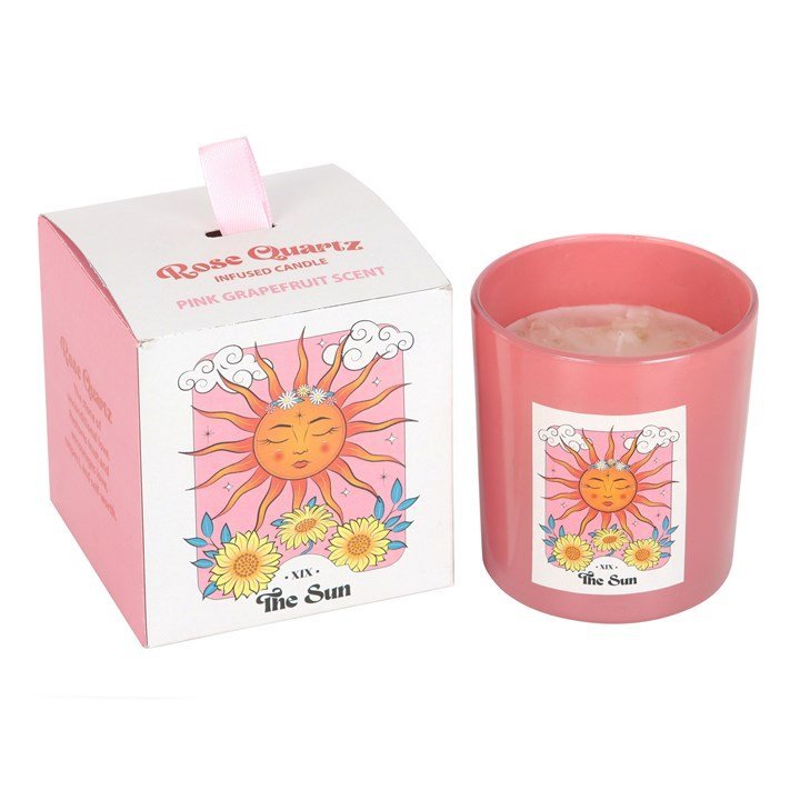 The Sun Rose Quartz Crystal Chip Candle - British D'sire