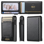 The Suteni carbon fiber pattern button automatically pops out the elastic band card box(Black) - British D'sire