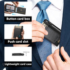 The Suteni carbon fiber pattern button automatically pops out the elastic band card box(Black) - British D'sire
