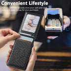 The Suteni carbon fiber pattern button automatically pops out the veneered printed card box(Black) - British D'sire