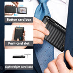 The Suteni carbon fiber pattern button automatically pops out the veneered printed card box(Black) - British D'sire