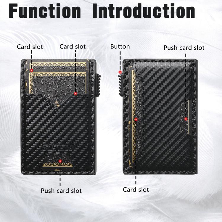The Suteni carbon fiber pattern double-sided card insertion button automatically ejects the card box(Black) Secondary image