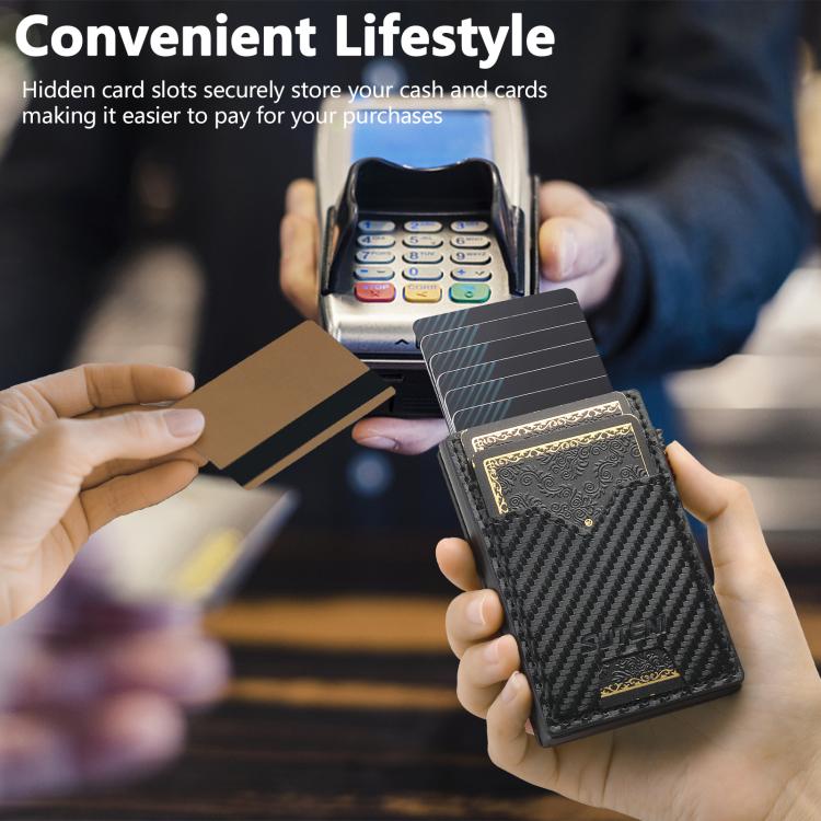 The Suteni carbon fiber pattern double - sided card insertion button automatically ejects the card box(Black) - British D'sire