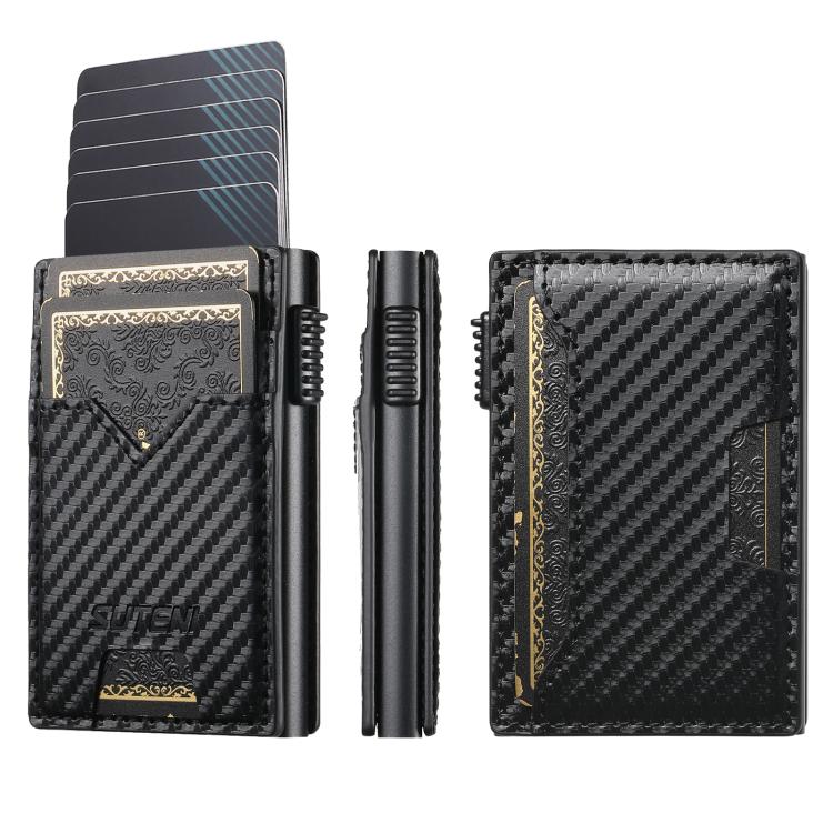 The Suteni carbon fiber pattern double - sided card insertion button automatically ejects the card box(Black) - British D'sire Main image