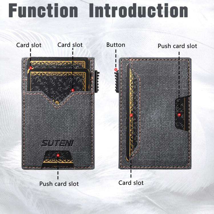 The Suteni denim double-sided card slot button automatically ejects the card box(Black) Secondary image