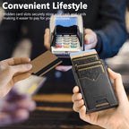 The Suteni denim double - sided card slot button automatically ejects the card box(Black) - British D'sire