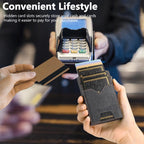 The Suteni denim double - sided card slot button automatically ejects the card box(Black) - British D'sire