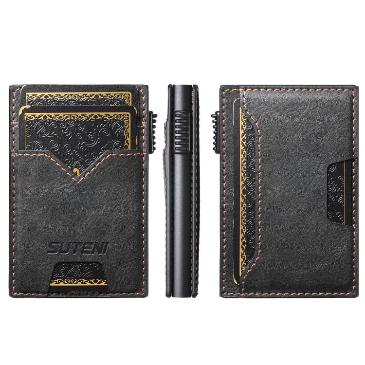 The Suteni denim double - sided card slot button automatically ejects the card box(Black) - British D'sire Main image