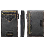 The Suteni denim double - sided card slot button automatically ejects the card box(Black) - British D'sire