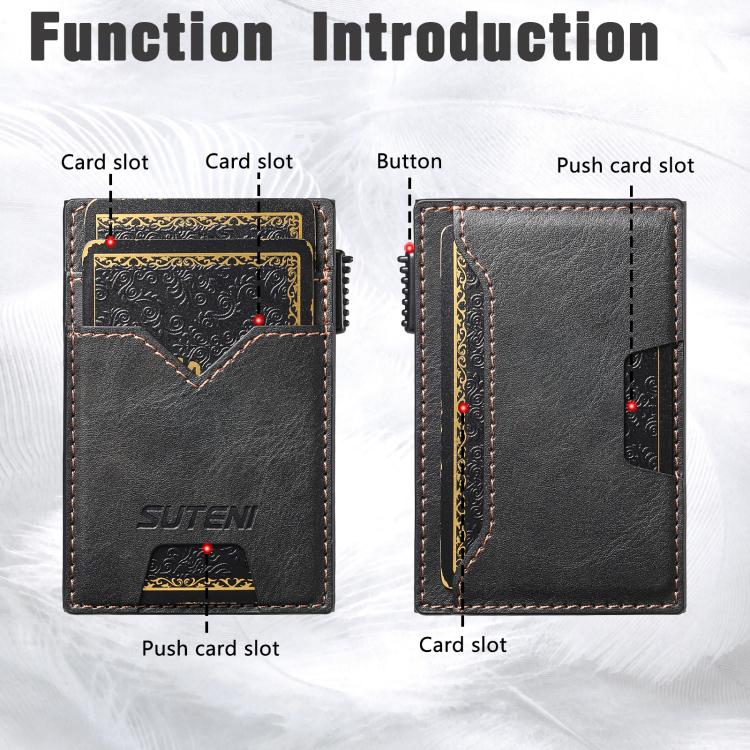 The Suteni denim double-sided card slot button automatically ejects the card box(Black) Secondary image