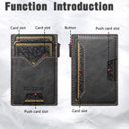 The Suteni denim double - sided card slot button automatically ejects the card box(Black) - British D'sire