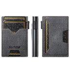 The Suteni denim double - sided card slot button automatically ejects the card box(Black) - British D'sire