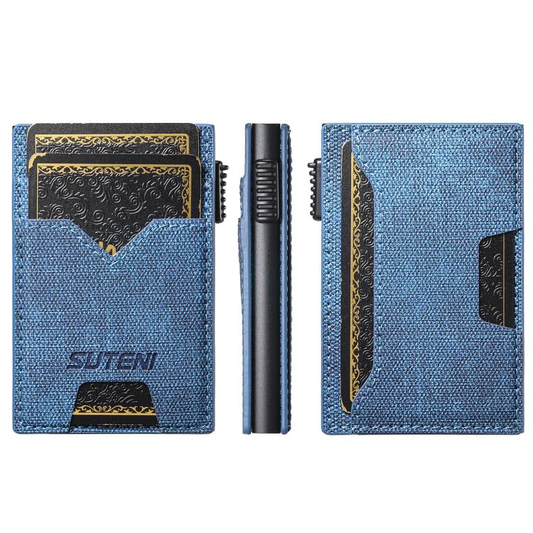 The Suteni denim double - sided card slot button automatically ejects the card box(Blue) - British D'sire Main image