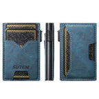 The Suteni denim double - sided card slot button automatically ejects the card box(Blue) - British D'sire