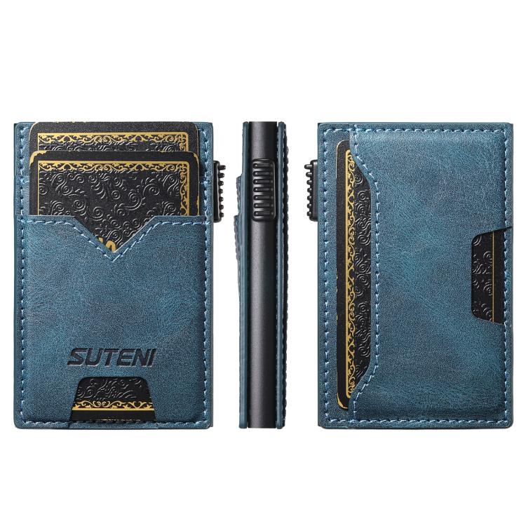 The Suteni denim double - sided card slot button automatically ejects the card box(Blue) - British D'sire