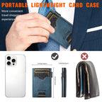 The Suteni denim double - sided card slot button automatically ejects the card box(Blue) - British D'sire