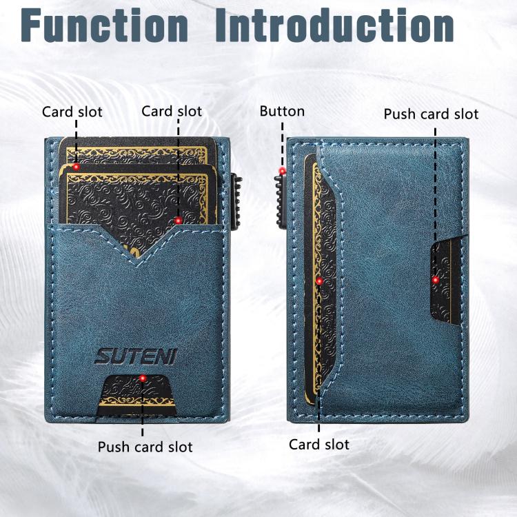 The Suteni denim double-sided card slot button automatically ejects the card box(Blue) Secondary image