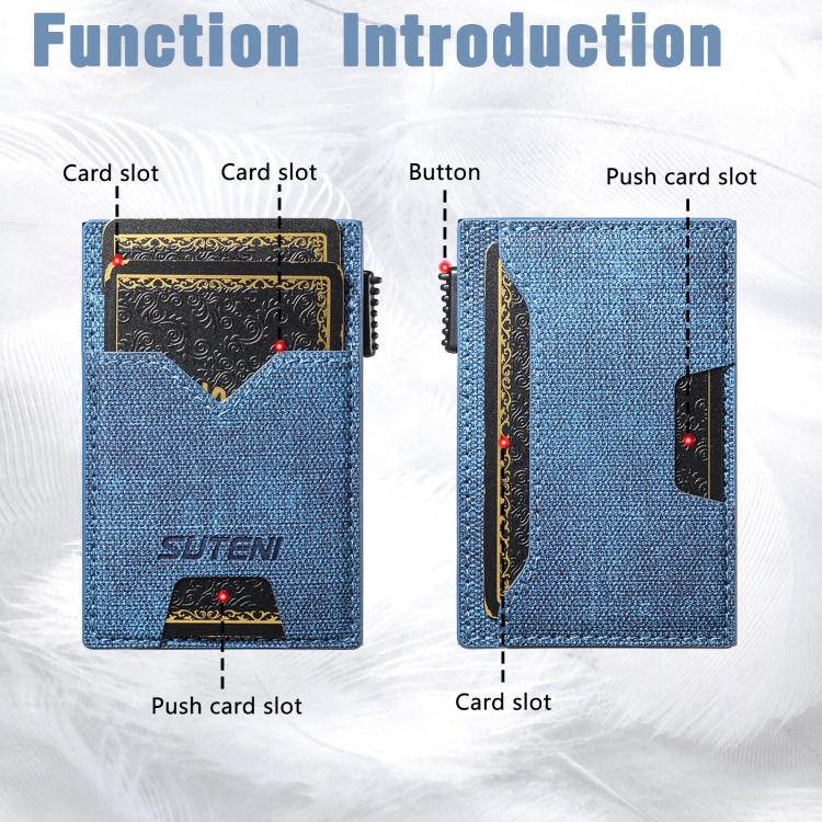 The Suteni denim double-sided card slot button automatically ejects the card box(Blue) Secondary image