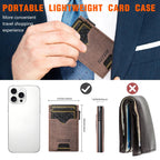The Suteni denim double - sided card slot button automatically ejects the card box(Brown) - British D'sire
