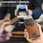 The Suteni denim double - sided card slot button automatically ejects the card box(Brown) - British D'sire