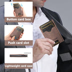 The Suteni denim double - sided card slot button automatically ejects the card box(Brown) - British D'sire