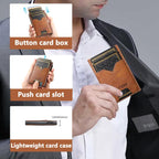 The Suteni denim double - sided card slot button automatically ejects the card box(Brown) - British D'sire