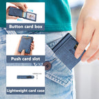 The Suteni denim pattern button automatically pops out the veneered printed card box(Blue) - British D'sire