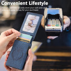 The Suteni denim pattern button automatically pops out the veneered printed card box(Blue) - British D'sire